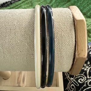 J. Crew Narrow Bangle Set‎ of 3 Enamel-Look Black, Navy & White